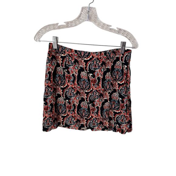 Free People Paisley Print Mini Skirt Black Motif Size 4 - Picture 1 of 7